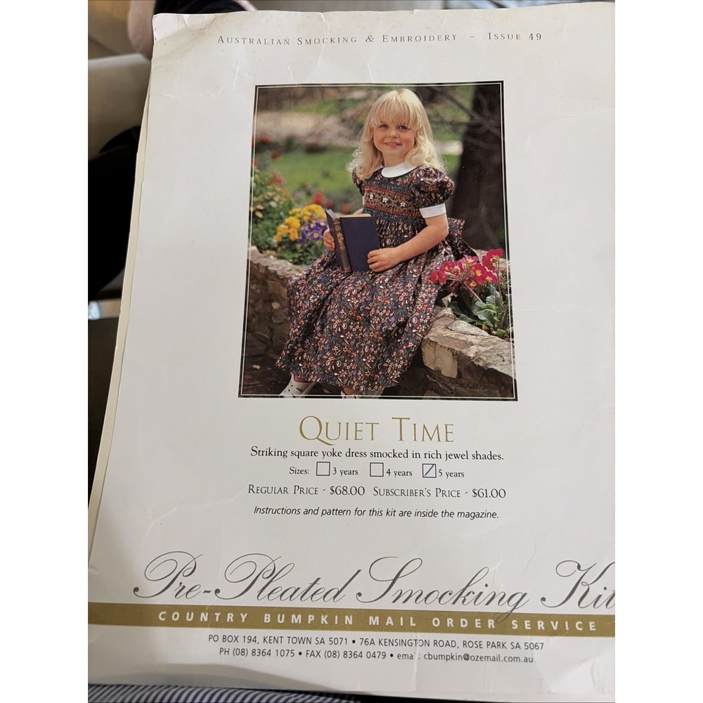 Country Bumpkin Quiet Time Smocking Kit Issue 49 Uncut Pattern Size 5 Dress